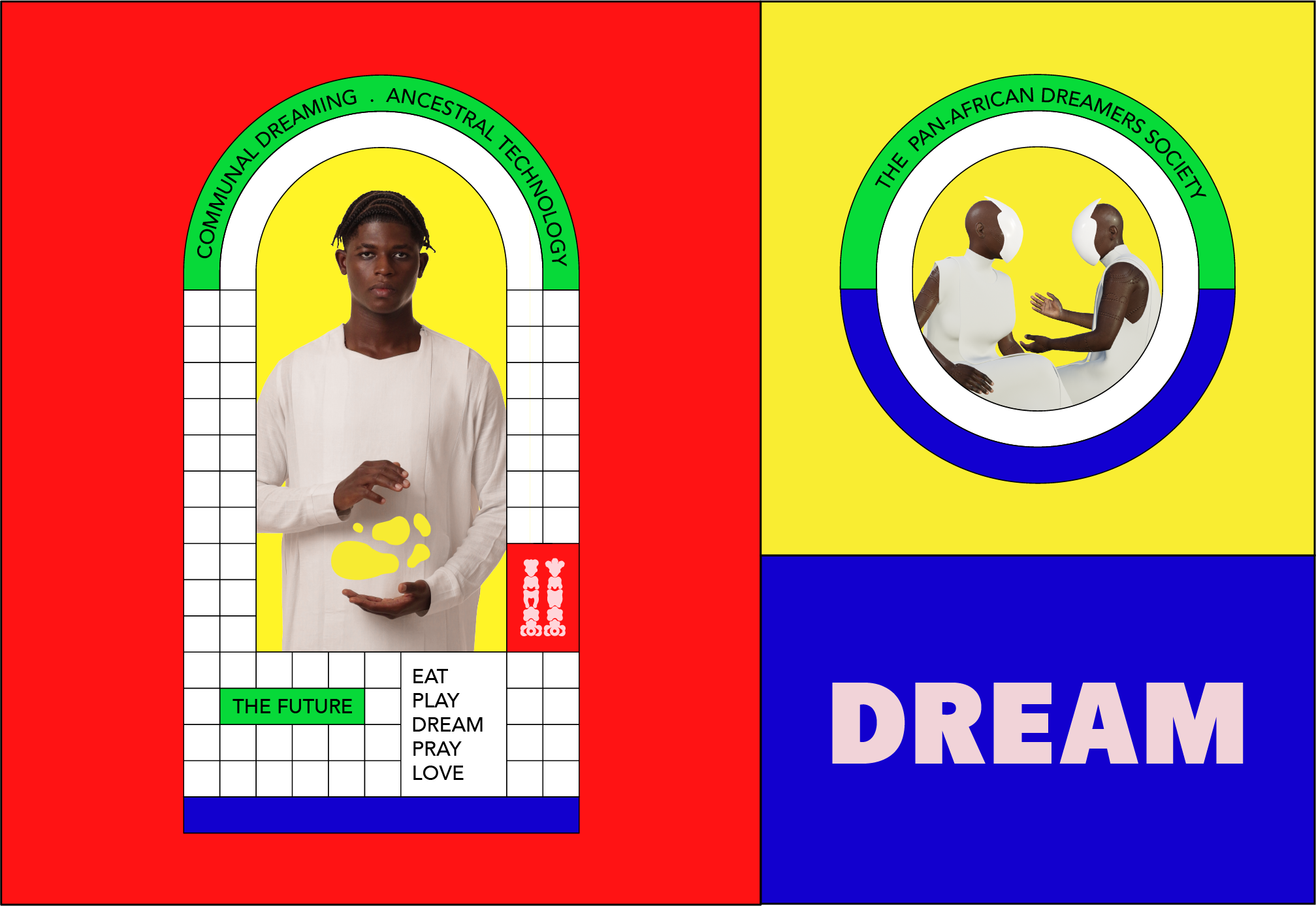 Blueprint for a renaissance — ritual space artwork with the Pan-African Dreamers Society emblem and the word DREAM